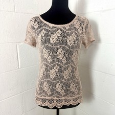 Maurices Crochet Lace Top Y2K Sheer Layers Pink Rose Romantic Festival Fairy XS