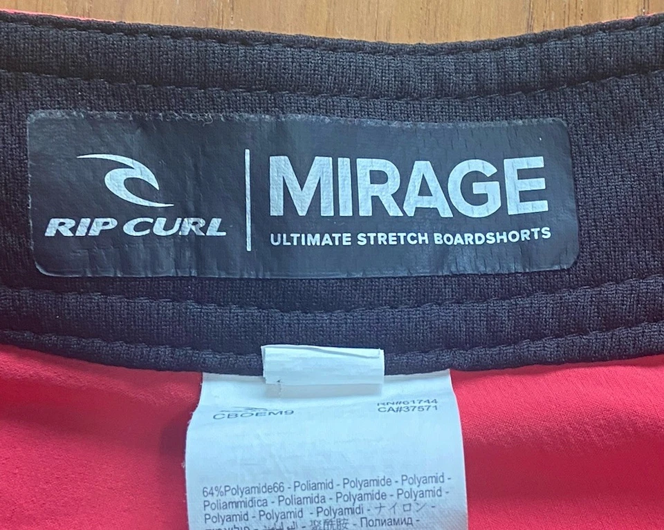 Rip Curl Mirage Youth Board Shorts Boy 28 Coral Red Cordura Fabric Surf Swimsuit - Image 3 of 4