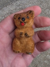 Vintage West Germany Kunstlershutz Teddy Bear Flocked Miniature 2 1/2" Tall