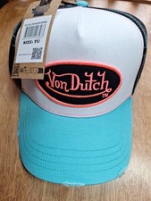 Von Dutch Trucker Hat Black Teal/Pink Logo Mesh Snapback One Size New w/ Tags
