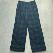 VTG Pendleton Womens Plaid Virgin Wool Wide Leg Pants Size 12 28x28 Green Blue