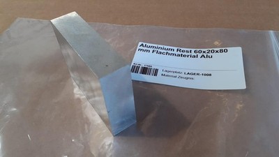 (288,00 EUR/m) Aluminium Rest 60x20x80 mm Flachmaterial Alu