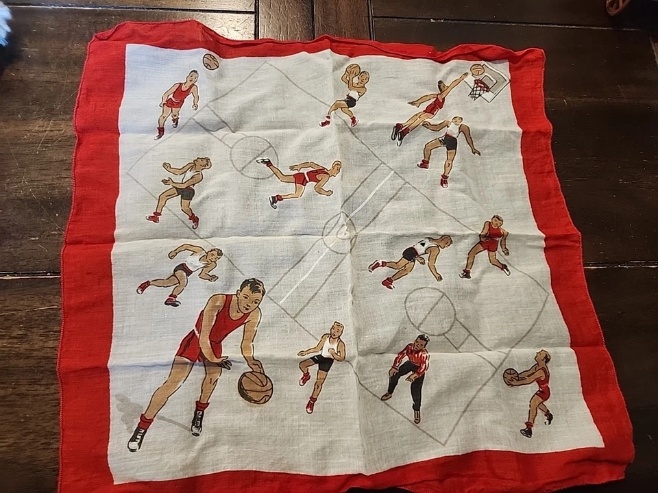 Pañuelo bufanda pañuelo bufanda niño pañuelo deportivo baloncesto años 50 raro pañuelo Foto 2 de 4