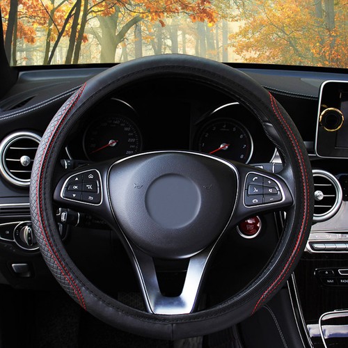 Cubierta de volante de coche de cuero PU de 1 pieza buen agarre accesorios de coche para 15"/38 cm - Imagen 3 de 12