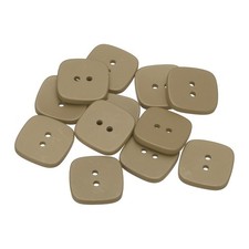 12Pcs, Sewing Button 25mm 1" 2 Holes Square Resin Button Beige