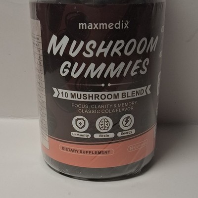 maxmedix 10 Mushroom Blend Classic Cola Flavor Gummies 90 Vegan Supplement