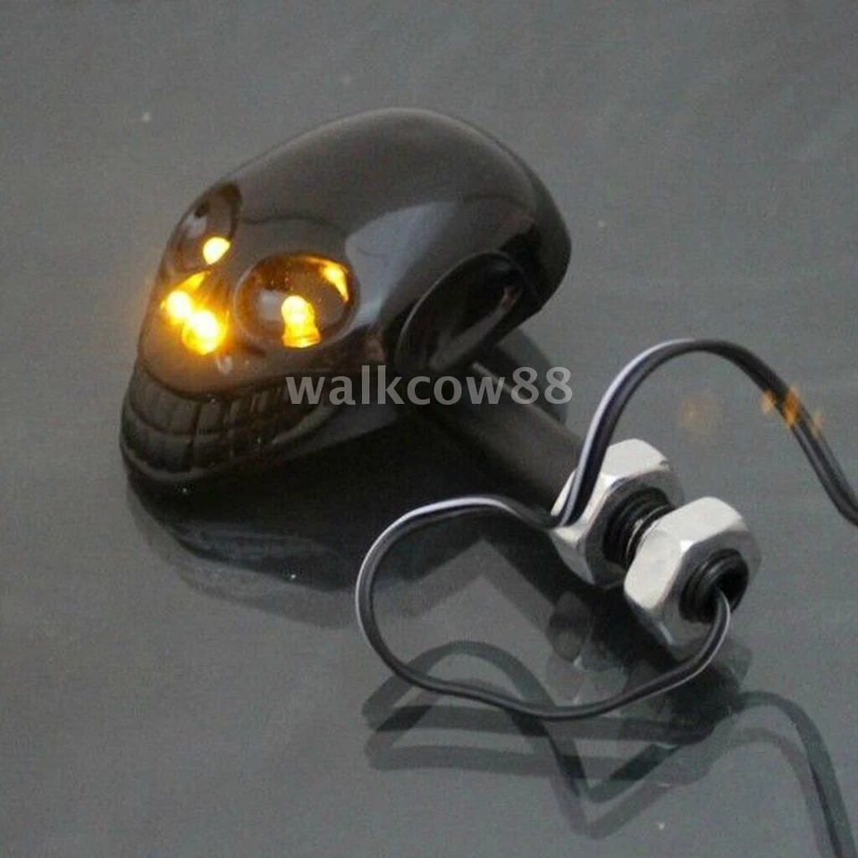 2x Skull LED Turn Signals For Victory Hammer 8-Ball Jackpot Arlen Ness Vegas Foto 4 de 4