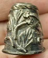 Antique Sterling Silver Sewing Thimble Floral Pattern RD7