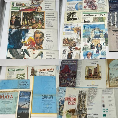 Vintage Lot of 60+ National Geographic Maps And Inserts Good Condition