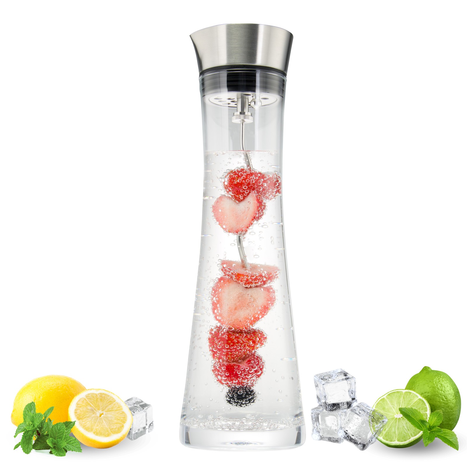bremermann Glaskaraffe FRIA mit Fruchtspieß 1,2 Liter, Funktions-Ausgießer