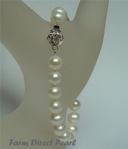 Genuine 9-10mm White Cultured Freshwater Pearl Bracelet 7.5"