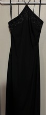 Black  Silver Maxi Dress Silver Floral Sequins Embroidered floral
