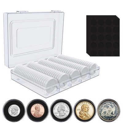 120 Pcs 30mm Coin Capsules Holder with Foam Gasket and Plastic Storage... 
