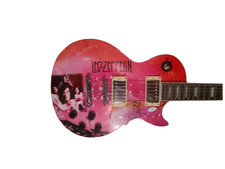 Led Zeppelin Jimmy Page Signed Custom Graphics Photo Guitar Lp Cd Album