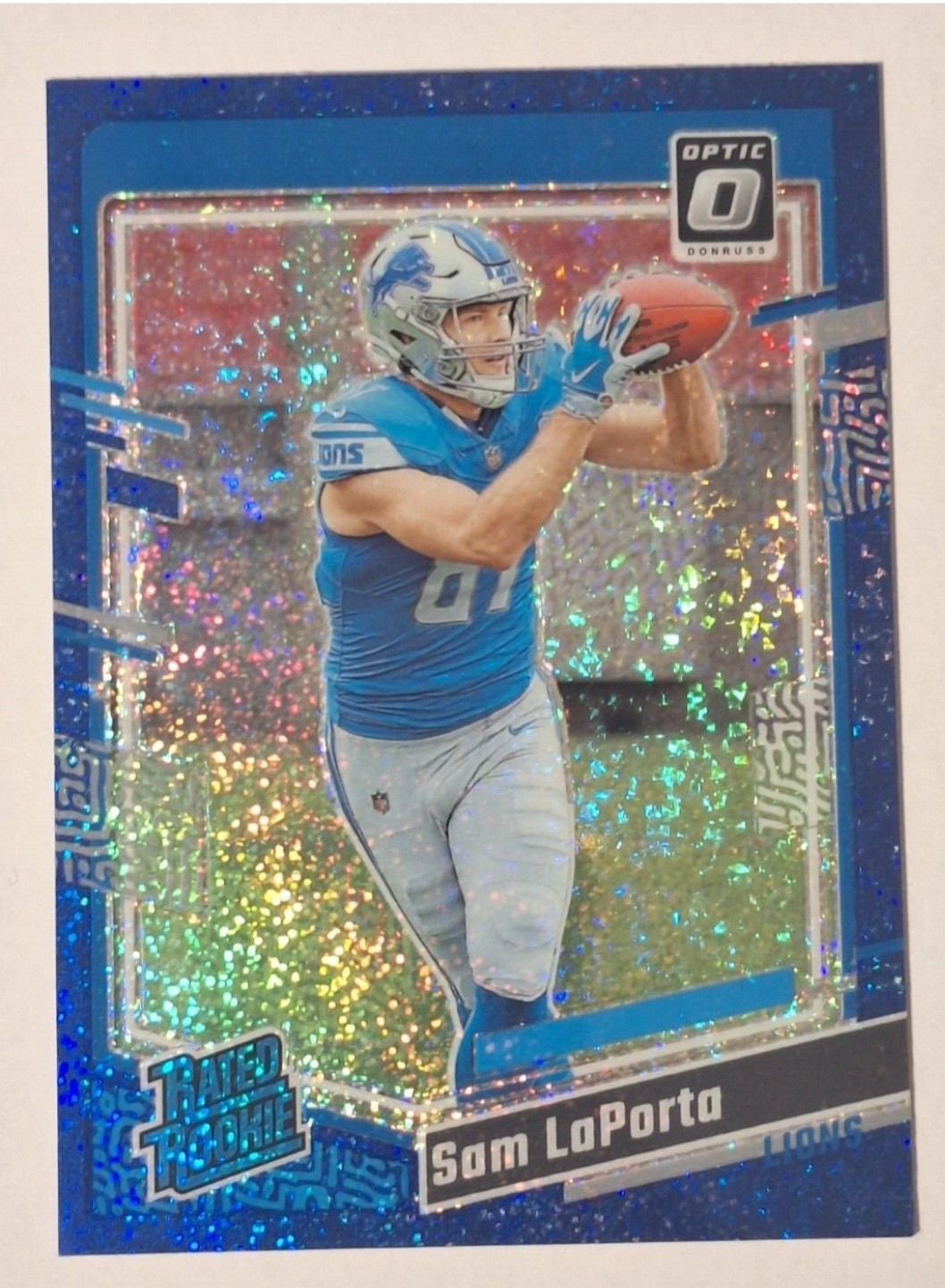 2023 Panini Donruss Optic - Rated Rookie Sam LaPorta #237 Blue Glitter Prizm