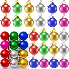 24 Count Mini Colorful Ornaments for Mini Christmas Tree, Small Multicolored