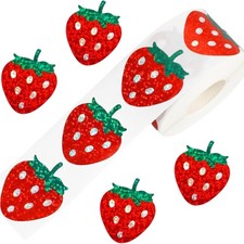 500 Pcs Strawberry Sticker Gift Sticker Fruit Sticker Sparkly Red Sticker Label