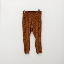 REI Co-op Leggings Women Large Rust Brown Floral High Rise Activewear 7/8