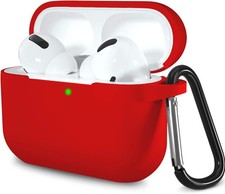 for AirPods Pro 2nd/1st Case with Keychain, Red  Soft Silicone Protective Cover