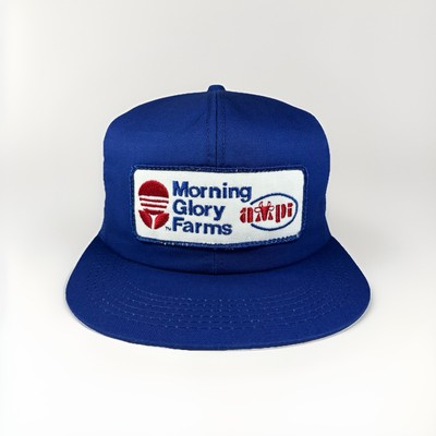 NOS K-Products Morning Glory Farms Trucker Hat, Blue AMPI Farm Cap w/ Patch