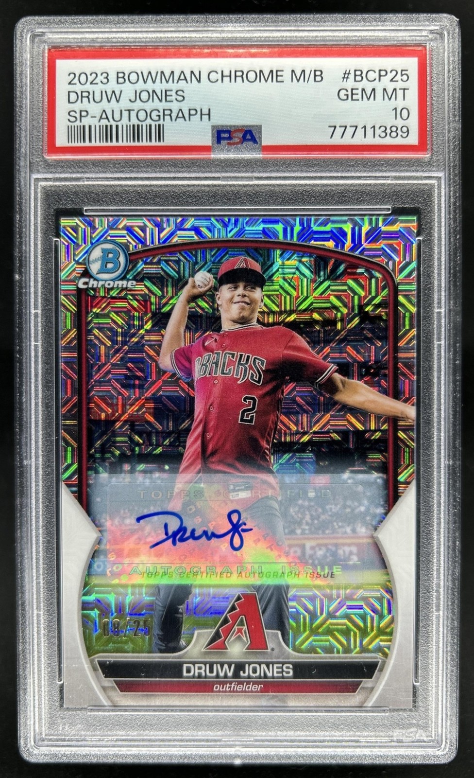 2023 Bowman Mega Box Druw Jones Variation SP Auto Mojo Refractor #BCP-25 PSA 10