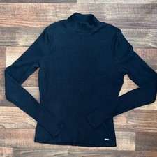 Black Ribbed Turtleneck Sweater