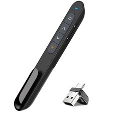 USB/Type-C 2 in 1 Presentation Clicker for Powerpoint, Hyperlink Volume Control
