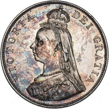 1887 Double Florin (Arabic 1) - Victoria British Silver Coin - Very Nice