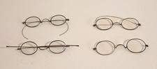 4 ANTIQUE GLASSES/SPECTACLES Full Wire-rimmed Clear Lenses