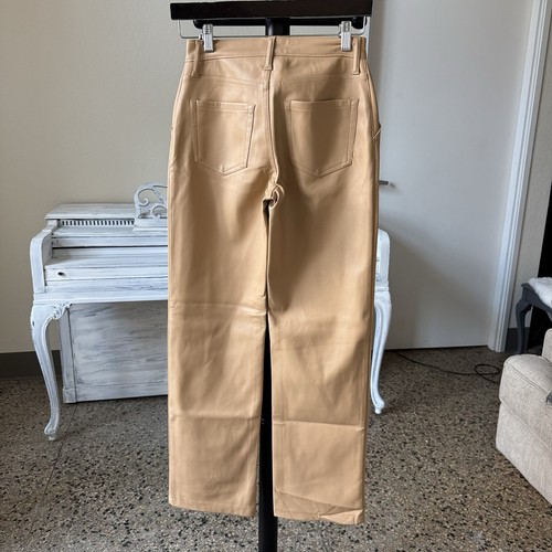 Hollister Faux Leather Wide Leg Pants Women's Sz 0 Or Xs W24 Cream Beige - Picture 3 of 7