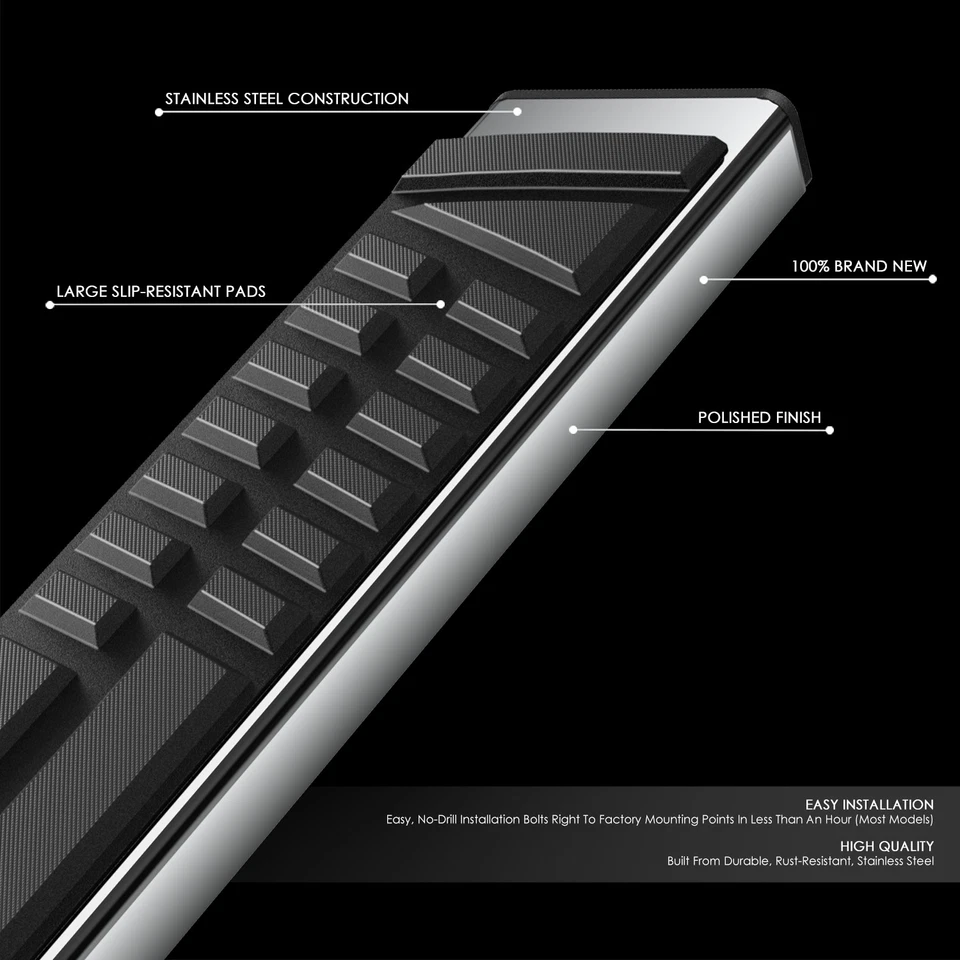 For 2015-2024 Ford Transit 150/250/350 6.5" Flat Side Step Bar Running Boards - Image 2 of 4