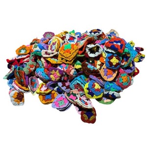 Homemade Crochet Granny Squares Lot 375 Multicolor Afghan Quilt Craft Pieces