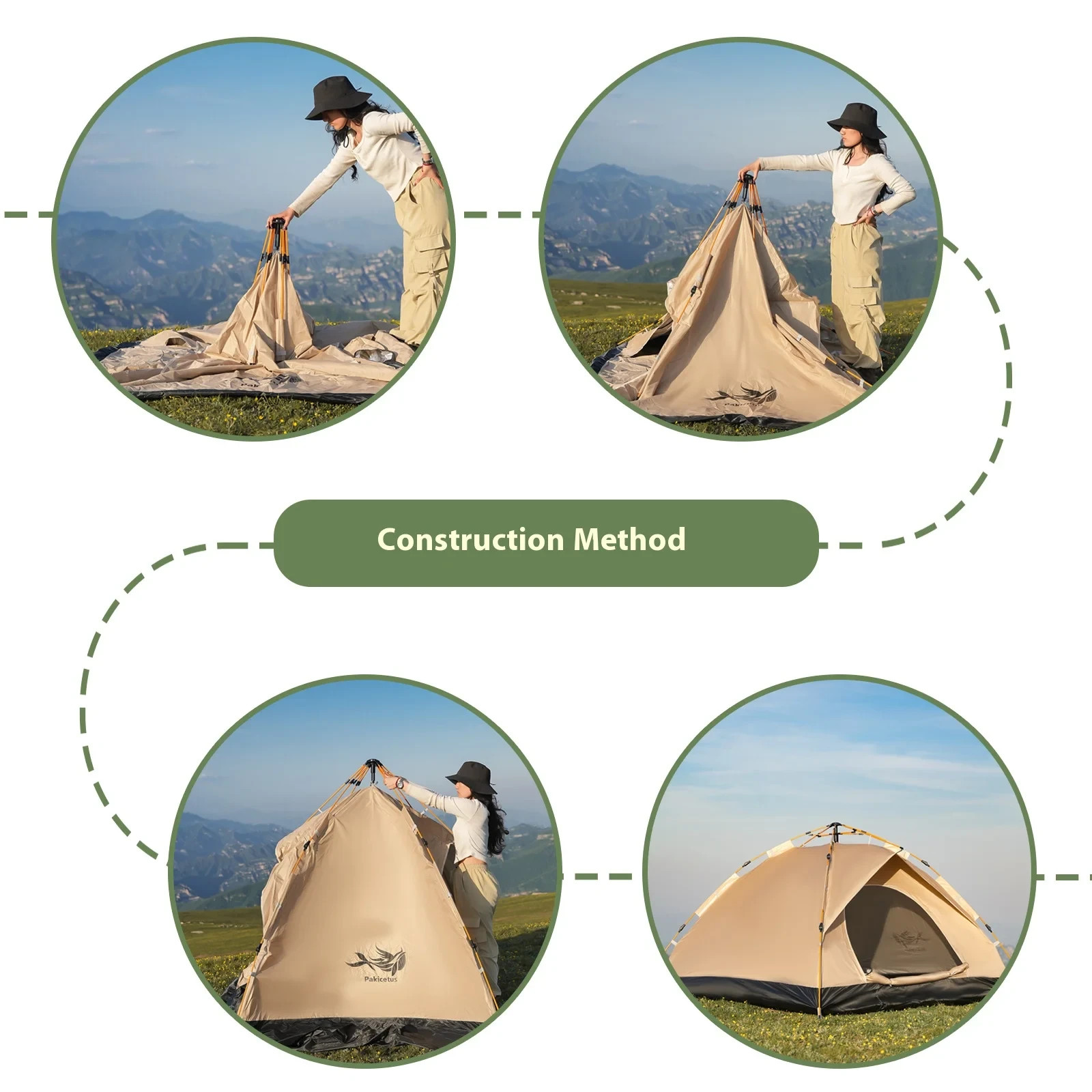 Tenda - Pop-up Pakicetus Campeggio Spiaggia Montaggio Istantaneo Impermeabile - Miniatura 4