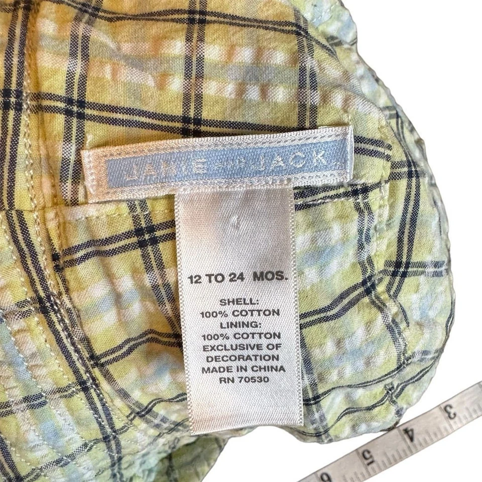 Sombrero de cubo reversible Janie and Jack niño pequeño 12-24 meses azul/verde a cuadros Foto 4 de 4