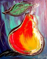 BIG PEAR█ IMPRESSIONISM █PAINTING█MODER​N█ORIGINAL█CANVAS█ART█uEEDE
