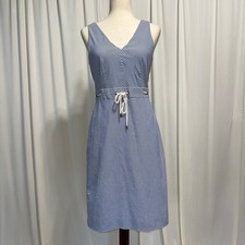 J Crew Seersucker Striped Sleeveless Dress with Nautical Rope Drawstring Waist