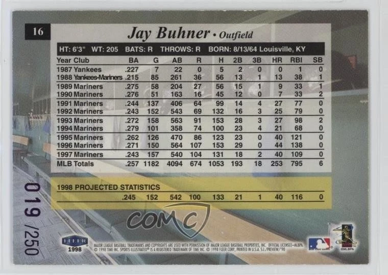 1998 Fleer Sports Illustrated Extra Edition /250 Jay Buhner #16 - Image 2 of 2