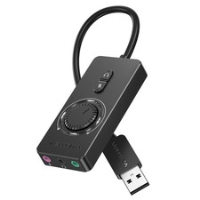 USB Sound Card, External Stereo Sound Card with Volume Control, USB to 3.5mm