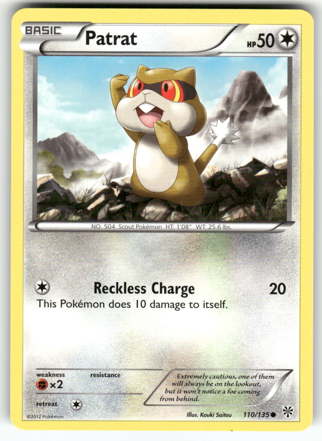 Patrat (110) Plasma Storm Common Pokemon Moderately played