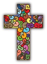 Patterned Cross Car Bumper Sticker Decal - ''SIZES''
