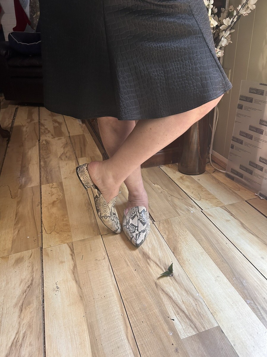 Cole Haan Python Print In Beige Piper Mule In Size 11