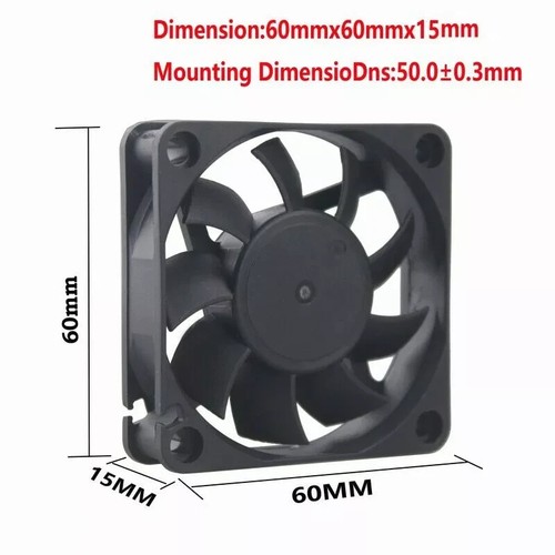 Ventilador de refrigeración 24v 60mm CC 60x60x15mm 6015 PC Estuche para computadora Impresora 3D 2 pines C39 - Imagen 4 de 6