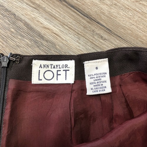 $70 Ann Taylor LOFT Vtg 90s 00s Y2K Brown Career Straight Pencil Mini Skirt 6 S - Picture 4 of 4