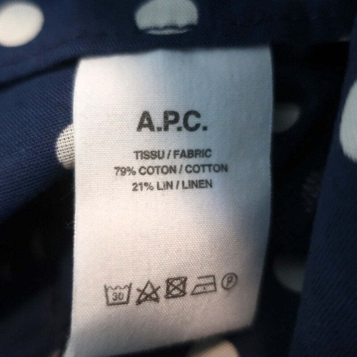 A.P.C. Ruched Skirt Blue Polka Dot Cotton-Linen Size 34 - Picture 7 of 8