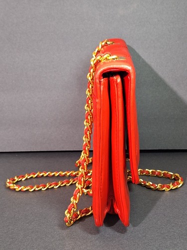 Gianna Bernini Womens Leather Purse Red Crossbody Gold Strap - Picture 8 of 24