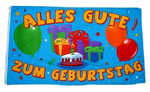 Fahne / Flagge Alles Gute zum Geburtstag Torte 90 x 150 cm