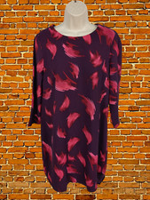 HUSH SIZE UK 10 BURGUNDY 3/4 SLEEVE FORMAL CASUAL WORK SHIFT MINI TUNIC DRESS