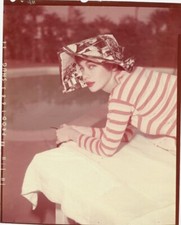 Leslie Caron Gaby 1956 Poolside Publicity Photo Shoot Original 4x5 Transparency
