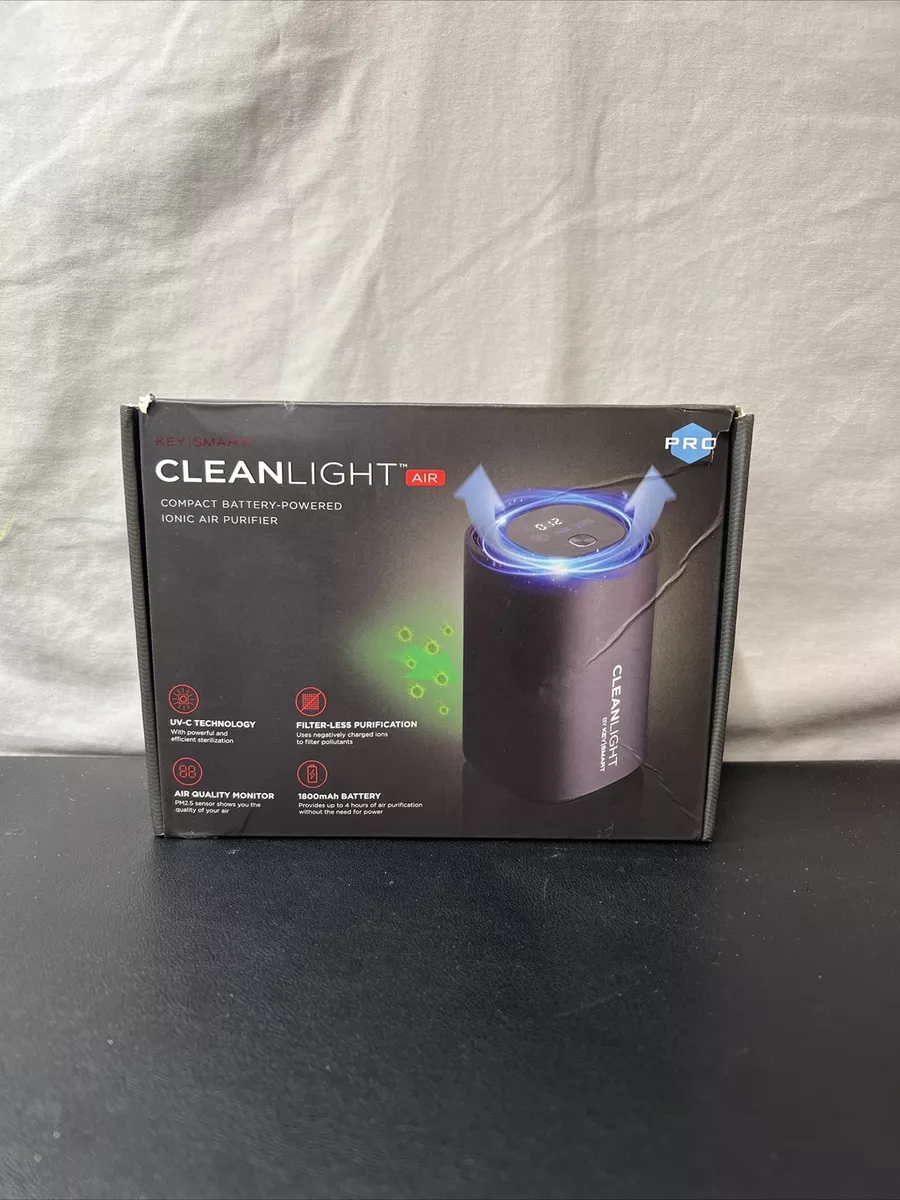 NEW KeySmart Clean Light Air Pro Ionic UV Air Purifier w Air Quality Monitoring