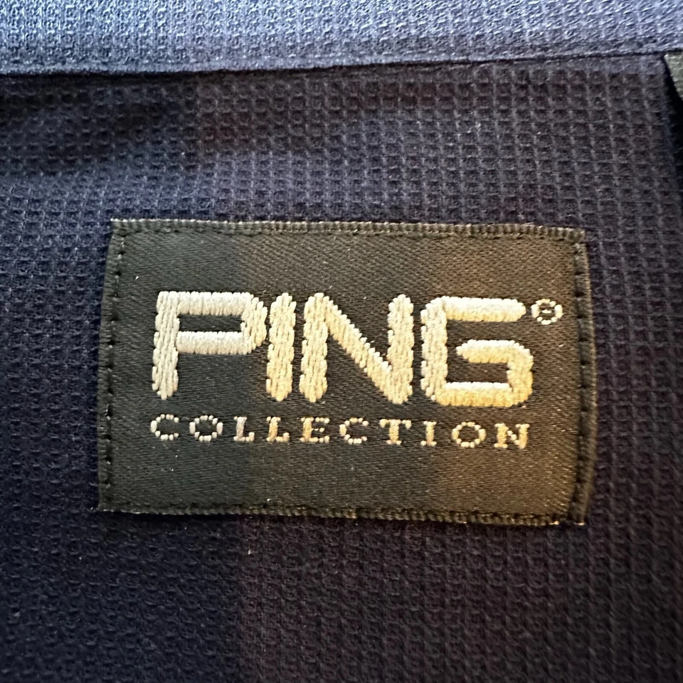 Ping Shirt Mens Extra Large Navy Blue Cotton Button Down Collar Short Sleeve - Image 3 of 4